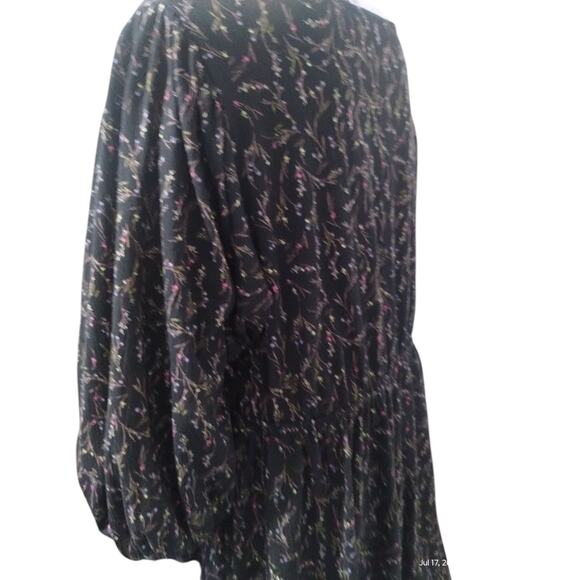 Ava & Viv Women's Size 1X Floral Puff sleeve Ribbed Casual Feminine Boho Dress - Picture 6 of 11